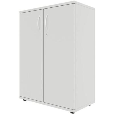 fm Büromöbel Flügeltürenschrank abschließbar für 3 Ordnerhöhen Breite 80 cm grau, 80x111.5x44.2 cm Image