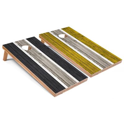 Dark Grey and Yellow Striped Premium 2x4 Cornhole Board Set