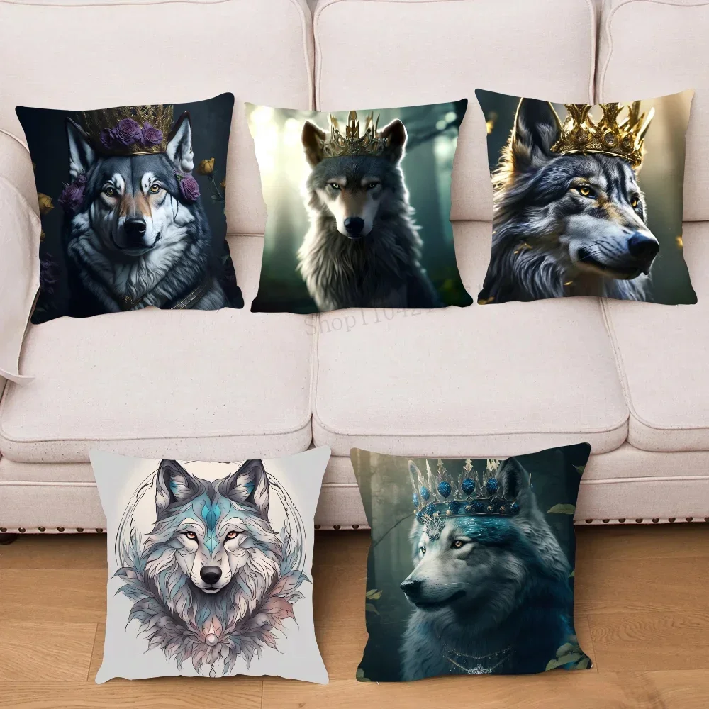 1pc Tier Wolf König Kissen Fall Platz Schlafzimmer Sofa Freizeit Komfort Kissen Auto Wohnzimmer Hause Dekoration