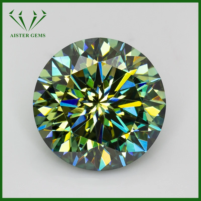 Niemals verblassender grüner Pflaumenblüten-Schliff-Moissanit-Stein mit Zertifikat. Moissanit-Diamanten mit GRA-Bericht bestanden Image