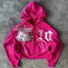 Sanrio Hello Kitty Modetrend American Rose Red Hoodie Neues süßes Kapuzenpullover mit Aufdruck Hip-Hop Lässiger vielseitiger Reißverschlussmantel