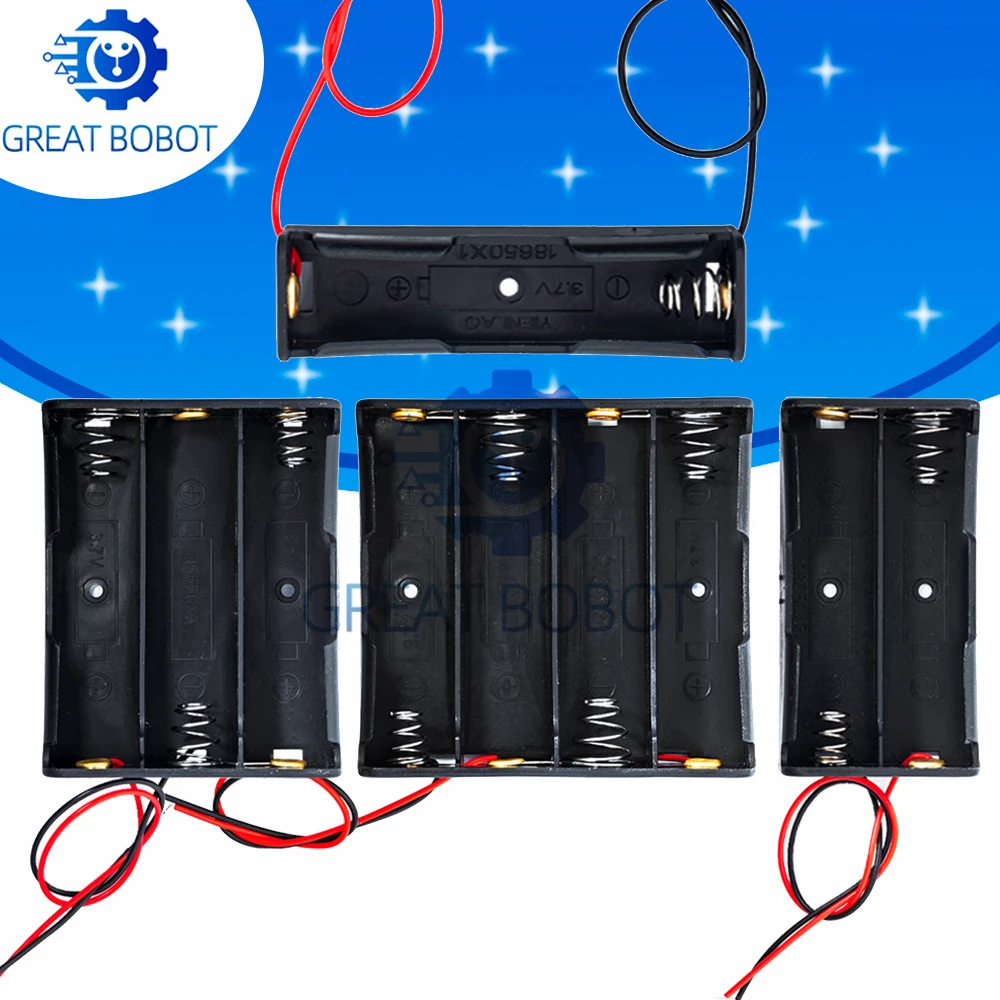 Bs schwarzer Kunststoff 1x2x3x4x18650 Batterie fach kasten 1 2 3 4 Steckplatz batterien Clip halter behälter mit Draht leitungs stift Image