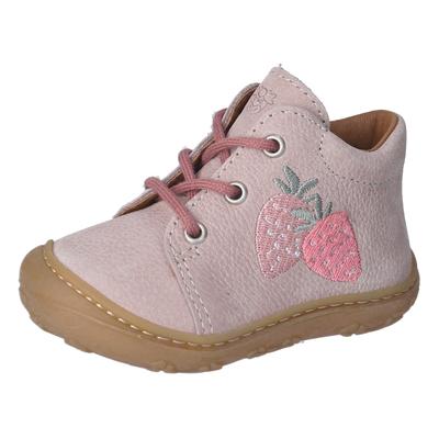 Lauflernschuh PEPINO BY RICOSTA "MECKI WMS: mittel", Kinder, Gr. 20, rosa, Nubukleder, bestickt, casual, Schuhe, Schnürs