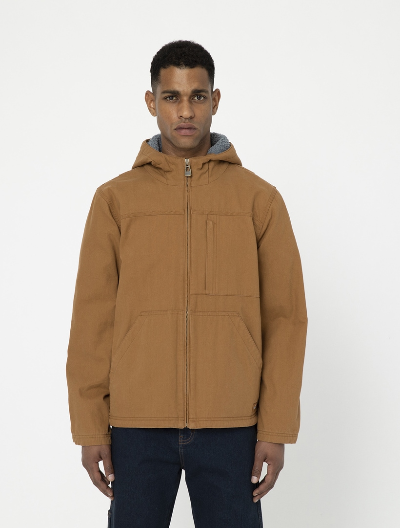 Arbeitsjacke DICKIES "Dickies Workwear Jacken SHERPA LINED HOODED DUCK JACKET", Herren, Gr. XXL, braun duck, Obermaterial: 100% Baumwolle, Jacken Image