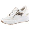 Keilsneaker MARCO TOZZI, Damen, Gr. 37, weiß (weiß, beige), Lederimitat, animal-print, kontrastfarbene Details, sportlich, Schuhe Sneaker, Freizeitschuh, Halbschuh Schnürschuh mit Außenreißverschluss