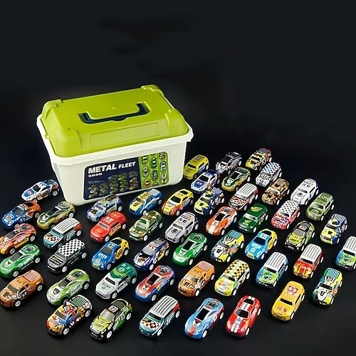 50-teiliges/30-teiliges Diecast Spielzeugautos Set mit Aufbewahrungskoffer Rückstoßfunktion langlebige Metallfahrzeuge farbenfrohe Mischung Bildungs- und Spaßgeschenk für Kinder ab 3 Jahren Image
