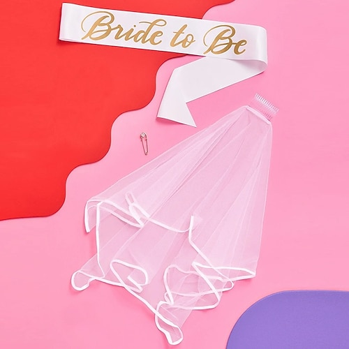 Karneval 2026 Accessoires für Junggesellinnenabschiede BRAUT ZU SEIN Karneval Kostümzubehör-Sets Brautschleier mit Kamm Schärpe Erwachsene Damen Halloween Karneval Hochzeit Brautparty Image