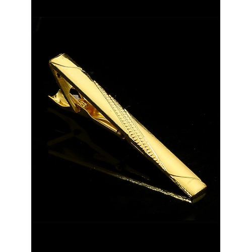 elegante goldene Krawattenklammer für Männer – schlichtes Design mit schwarzer Einlage, perfekt fürs Business, formelle Anlässe und Hochzeiten Image