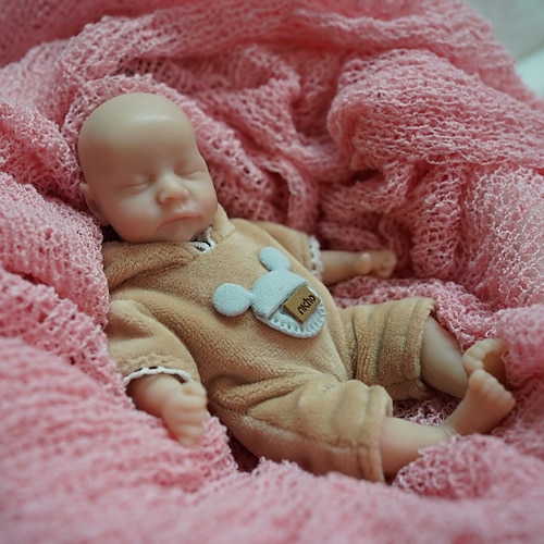 Zwillinge Miniatur lebensechte wiedergeborene Babypuppen handgefertigte Silikonüberraschung Zubehören enthalten für Kinder im Alter von 3-6 Jahren - realistische Neugeborenen Puppenset