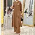 Damen Hosen Hemd Zweiteiliges passendes Set Dubai islamisch arabisch Muslim Ramadan Blumen Stickerei Erwachsene oben Hosen