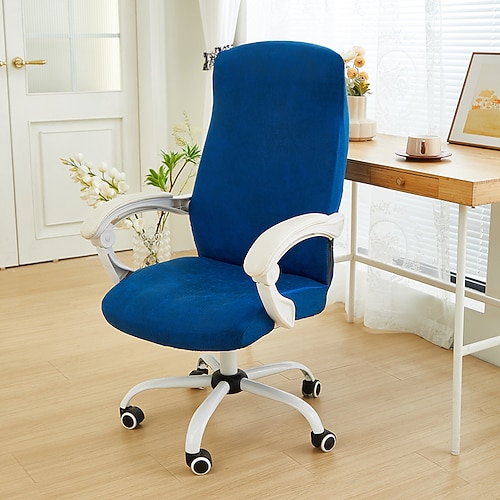 wasserdichte, elastische Stuhlhussen aus PU-Leder, schmutzabweisend, drehbar, dehnbar, Stuhlbezug für Bürocomputertisch, abnehmbare Schonbezüge, Stuhlbezug mit Reißverschluss für Büro Image