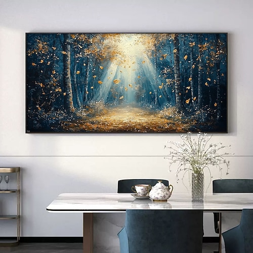 handgemachtes Original grünes Waldgemälde Ölgemälde auf Leinwand abstrakte Baumlandschaft Wandkunst für Wohndekoration mit gespanntem Rahmen/ohne Innenrahmen Gemälde Image