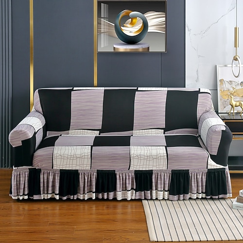 1 Stück Stretch-Sofabezug, Sofabezug mit Rock, bedruckter Couchbezug, Möbelschutz für Schlafzimmer, Wohnzimmer, Heimdekoration Image