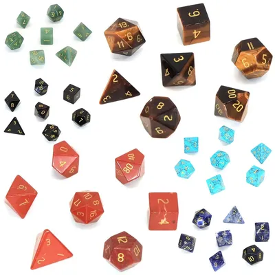 7Pcs/Set Polyhedral RPG DND Dice Role Playing D6 D20 Board Table Games Math Natural Stone Crystal
