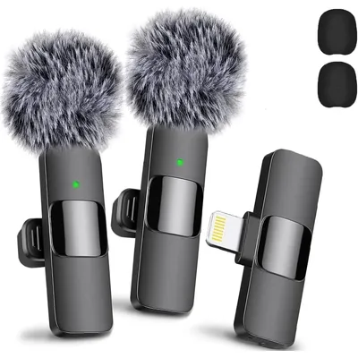 Wireless Lavalier Microphone for iPhone Recording Mic for Video Podcast Vlog YouTube Mini Microphone