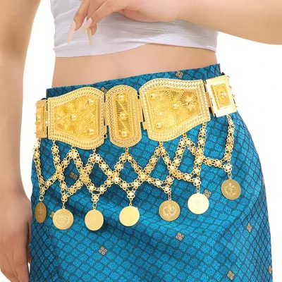 Exclusive Arabian Golden Cross Coin Metal Belt Waist Belly Chains Fashion Classics Indian Kurdish