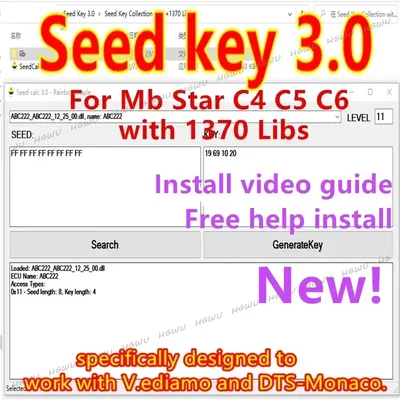 Seed key calculator 3.0 For MB Cars For MB Star C4 C5 C6 specifically designed to work with Vediamo