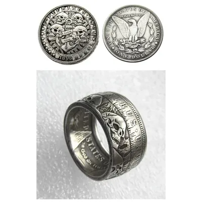 Hobo 1896 Morgan Dollar Coin Ring Copper-nickel Alloy Handmade In Sizes 8-16