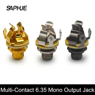 2Pcs SAPHUE Multi-Contact 6.35 Mono Output Jack 1/4 Jack Double Positive Tips and Double Tension