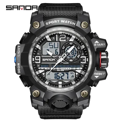 SANDA 3133 Week Day Display Digital Analog Watch Alarm Mode Teenager Student Electronic Wrist Clock