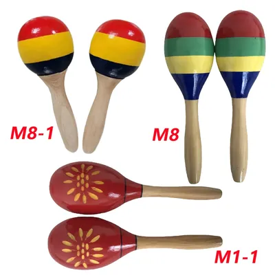 1 Pair Wooden Maracas Sand Hammer Rumba Shakers Rattles Sand Hammer Percussion Instrument Musical