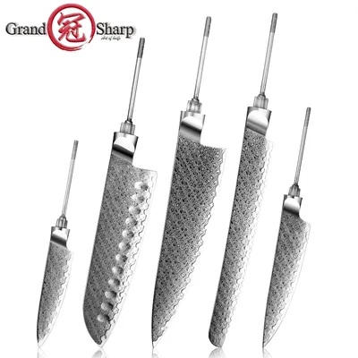 GRANDSHARP Japanese Chef Knifes Blank Blade DIY Damascus Steel VG10 Kitchen Knives Cutlery DIY Knife Making Tool without Handle
