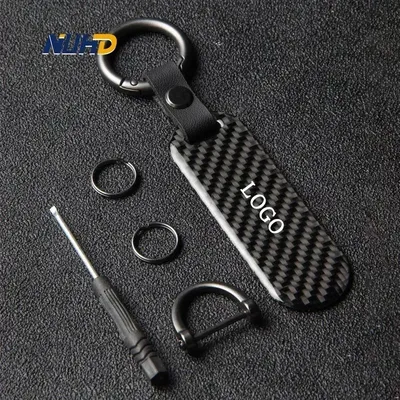 Carbon Fiber Car KeyChain For BMW Mercedes VW Audi MINI Tesla Ferrari Lamborghini Key Ring Metal