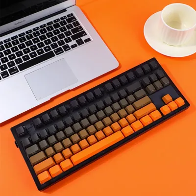 140 Keys Sunset Gradient Keycaps Orange PBT Double Shot OEM Side Print Backlight Through Mechanical