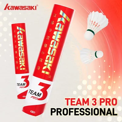 Kawasaki Team 3/ Team 1 Badminton Ball Professional Tournament Grade White Goose Feather Badminton