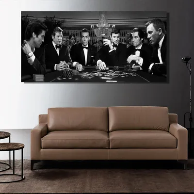 Gentleman Spy Movie 007 Poster All previous Bond Black and White Prints Canvas Painting Art Living