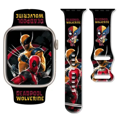 Disney Deadpool Wolverine Silicone Strap for Apple Watch 10 9 8 Printed Band Replaceable Bracelet