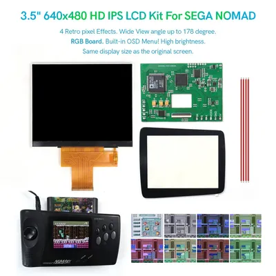 3.5inch HD IPS Screen Kits For SEGA Nomad Console , Built-in OSD 8 Color Retro Pixel Menu Highlight