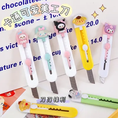 Sanrio Melody Cartoon Mini Utility Knife Cinnamoroll Handbook Knife Stationery Handmade Knife Black