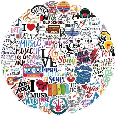 10/30/50pcs Motivational Music Stickers Inspirational Phrases DIY Waterproof Phone Notebook Guitar