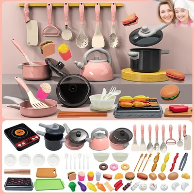 Kitchen Toys for Kids 59/69 PCS Pretend Cooking Set Play with Pots Pans Cookware Play Role