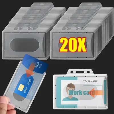 20/10/5/1Pack Card Holders Transparent Thick Name Tag ID Card Protector Vertical/Horizontal