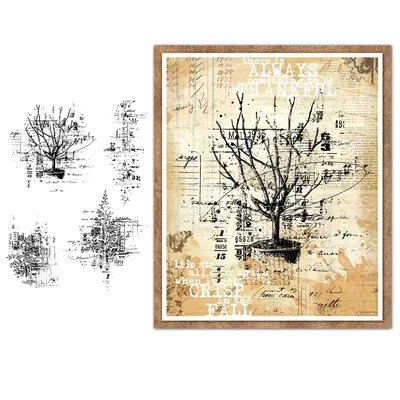 Mangocraft Vintage Series Autumn Tree Clear Stamp DIY Scrapbooking Supplies Silicone Stamps For Card