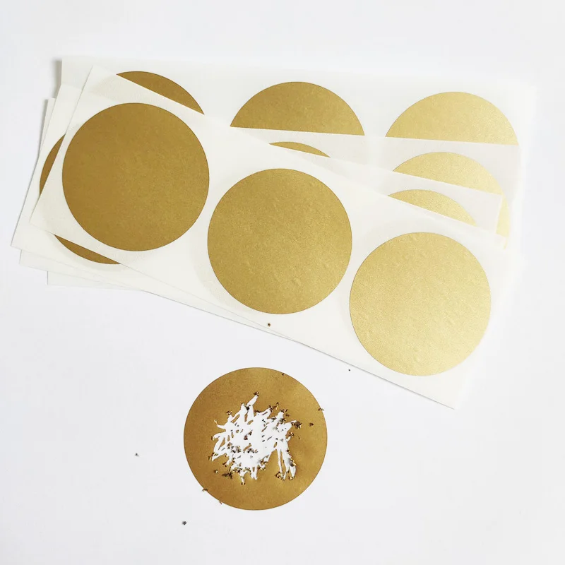 1000Pcs 1.5" Inch 38mm Round Gold Adhesive SCRATCH OFF STICKER DIY Manual Label Tape Hand Made Scratching Stripe Card Film