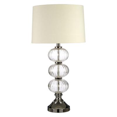 Glass Stacked 3 Orb with Linen Shade Table Lamp