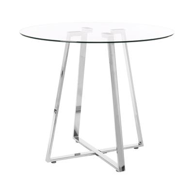 Round Dining Table with Glass Top and Chrome Leg (Seats 4)
