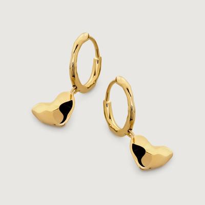 Gold Heart Drop Huggie Earrings
