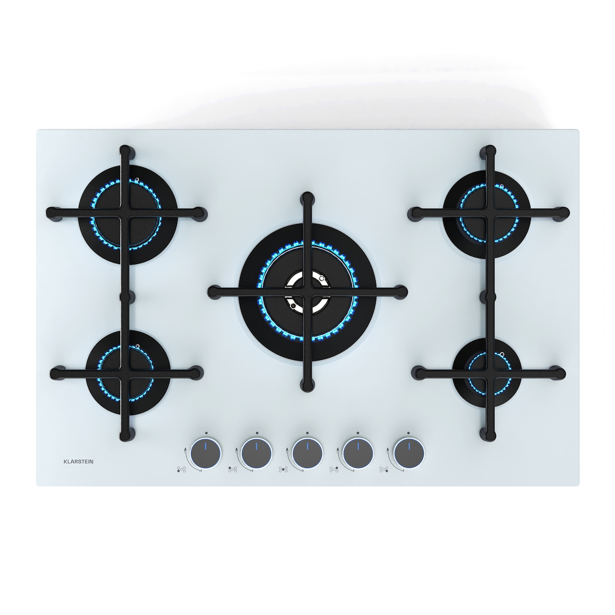 Klarstein Illuminosa 5 Gaskochfeld 5-flammig Sabaf-Brenner Glaskeramik Weiß Image