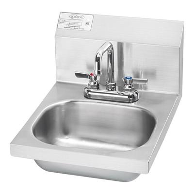 Krowne HS-18 16 1/2" x 14 1/16" Wall-Mounted Hand Sink and Silver Series Faucet with 0.5 GPM Aerator, 4 1/2" Double Bend Spout, and Lever Handles