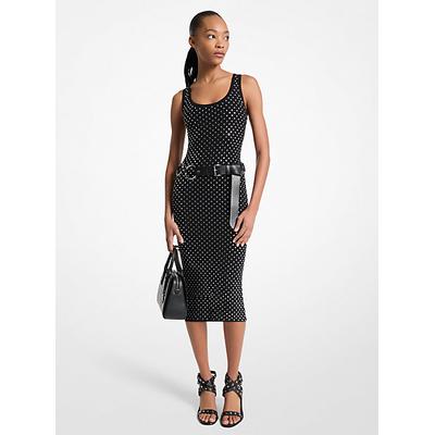 Michael Kors Studded Viscose Blend Midi Dress Black L