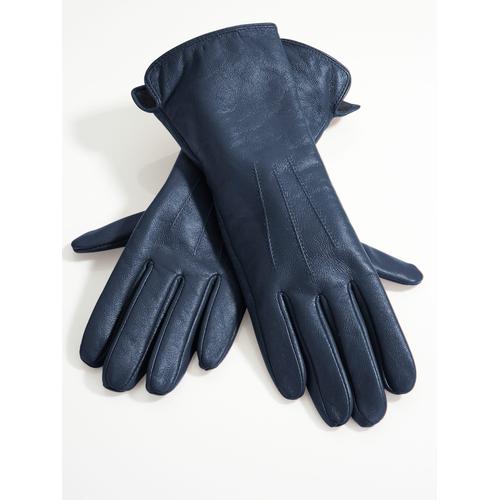 Lederhandschuhe HEINE, Damen, Gr. 8, blau (marine), Handschuhe Handschuh