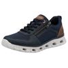 Sneaker RIEKER SPORT, Herren, Gr. 43, bunt (dunkelblau, braun), Lederimitat, Textil, sportlich, Schuhe, Schnürschuh, Freizeitschuh, Halbschuh mit Reißverschluss, Topseller