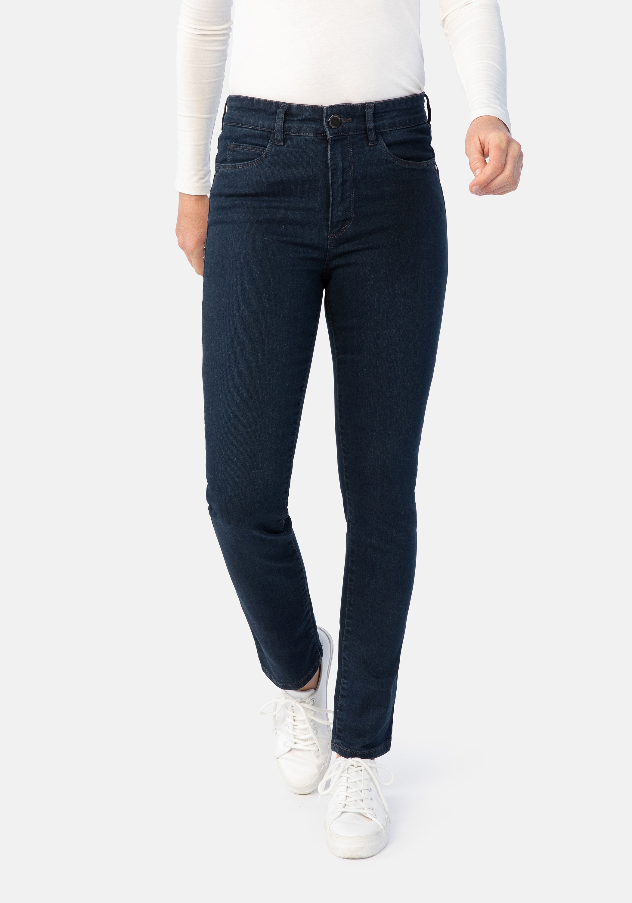 5-Pocket-Jeans STOOKER WOMEN "Milano Denim Basic Magic Shape Fit", Damen, Gr. 50, Länge 30, blau (dunkelblau), Denim/Jeans, 76% Baumwolle, 22% Polyester, 2% Elasthan, schmal lang, Jeans 5-Pocket-Jeans, Casual Clean Wash Denim Jeans Magic Shape...