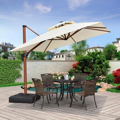 PURPLE LEAF Double Top 9 / 10 / 11 / 12 ft Square Patio Cantilever Umbrellas in Wood Color