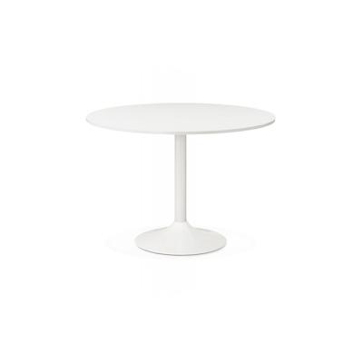 Runder Esstisch Holz Metall Weiß | Bürotisch ORLANDO mit verstellbarem Fuß | Minimalistisches Design | 120x120x77 cm | Kadima Design Image