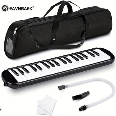 TEMU Eavanbaek 37-key Melodica - Portable Air Piano Keyboard With Soft Long Tube, Short Mouthpiece & Carrying Bag - In Black/blue/pink